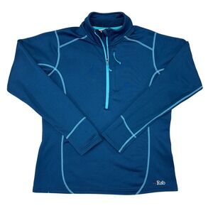 Rab Zip Top Pullover Women Size Large Blue Polartec Fleece 1/2 Zip Hiking Travel